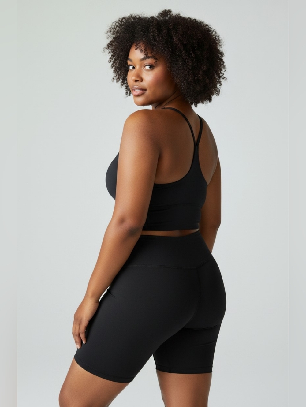 Old Navy Active Powersoft XL Light support built in bra workout racer bk top blk